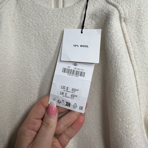 Zara White Cream Long Sleeve Wool Knit Dress - Picture 4 of 8